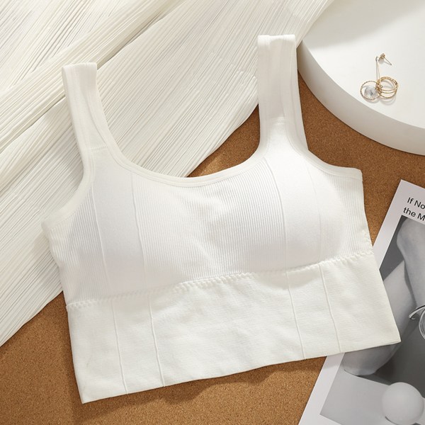 Urheilurintaliivit, jotka peittävät täydellisen rintaliivit, saumattomat mukavat, langattomat naisten rintaliivit päivittäiseen käyttöön, valkoinen