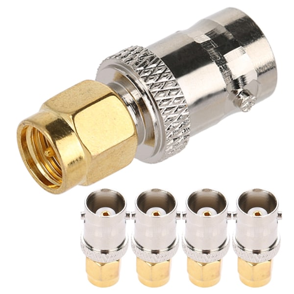 5 STK Alle kobber radiofrekvensadapter SMA-BNC RF Adapter SMA hanstik til BNC hunstik
