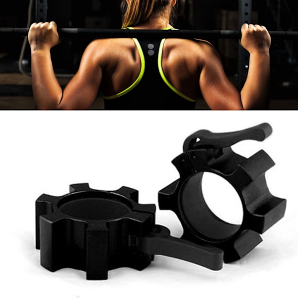 2 STK 50 mm Vægtstangskravelås Aluminiumslegering Quick Release-låse Kraveclips til fitnesstræning Bodybuilding Sort