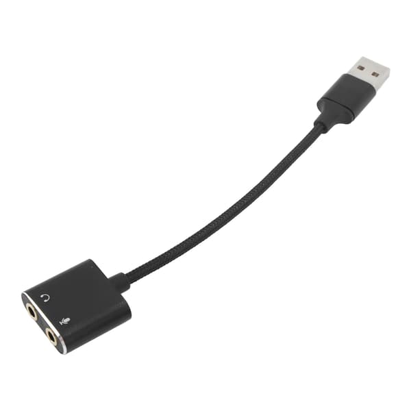 USB Lydadapter Aluminiumlegering Svart Plug and Play USB til 3,5 mm Jack Lydkort for Stasjonære Datamaskiner Bærbare Datamaskiner