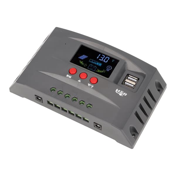 Solar Charge Controller MPPT Sporingslading 12V 24V Automatisk Tilpasning LCD Solpanelregulator med 2 DC USB 10A