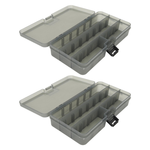 2 stk. Fiskegrejs tilbehørsboks Mørk Farve Transparent Synlig Plastik 4 Rum med Skillevægge Fiskeboks Organizer til Fiskeagn Kroge