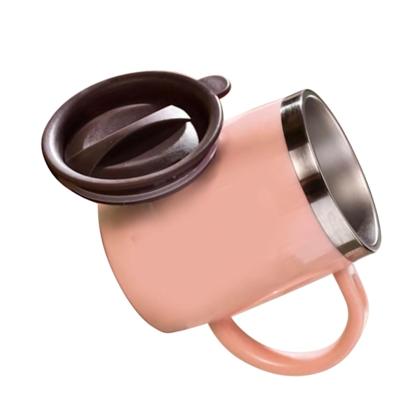 304 Rostfritt Stål Kaffe Mugg med Lock Söt Droppresistent Drickmugg för Kontor Hem Rosa 420ml