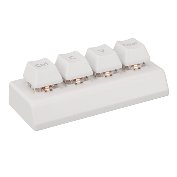 Programmerbart tastatur 4 taster Støtte NKRO Rød bryter Ctrl C V Enter Mini mekanisk tastatur for spill Office Media Hvit