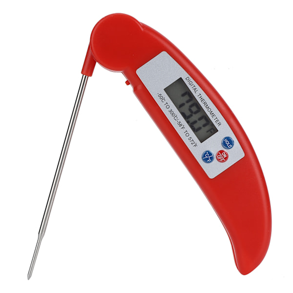 Röd hopfällbar mattermometer Bärbar LCD-digital matlagningstemperaturmätare med hög noggrannhet