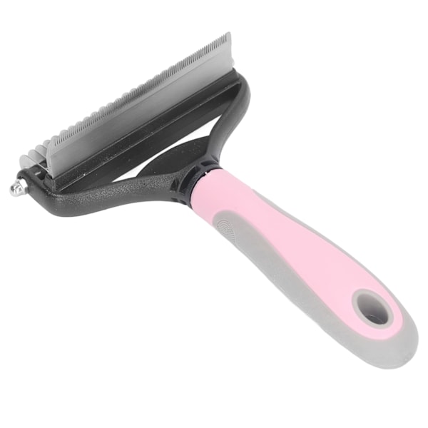 2 i 1 Hundeavfettingsbørste Fjerner floker og knuter Stålbørste for hunder med floker Valp Stor Rosa