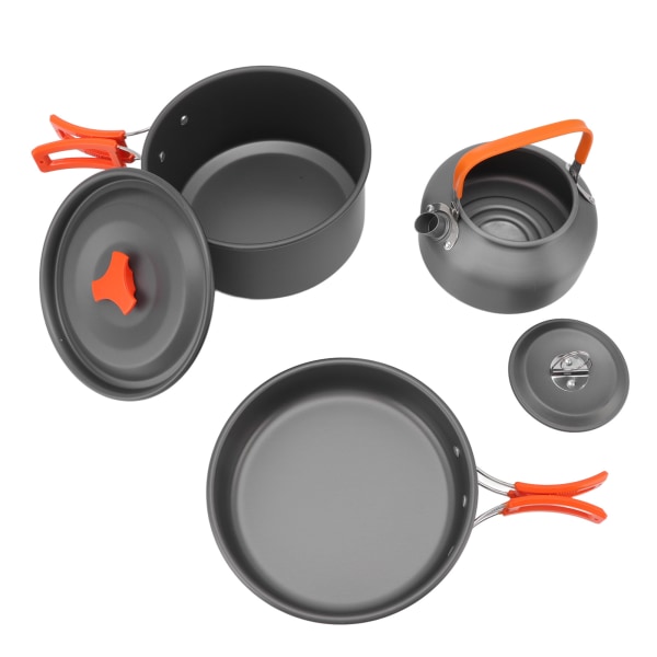 Udendørs Camping Gryde Sæt med Service Non Stick Camping Køkkengrej Kit til Picnic Fiskeri Appelsin