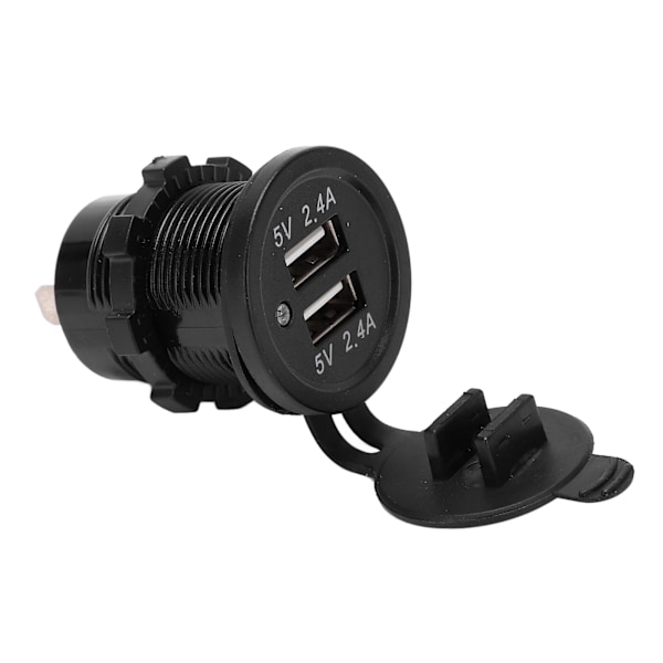 Modifisert Bil Lader Dobbel USB Port 2.4A 1 inn 2 ut Vanntett Design Matt Svart med Bakgrunnsbelysning