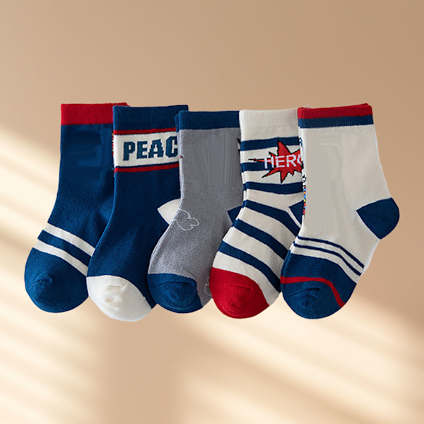 Toddler Crew Socks med Cartoonfigurer - Kammat Bomull Mjuka Elastiska Andningsbara Barn Högstrumpor för Vår Höst M 25 till 28 EU Storlek för 3 till 5 År Gammal
