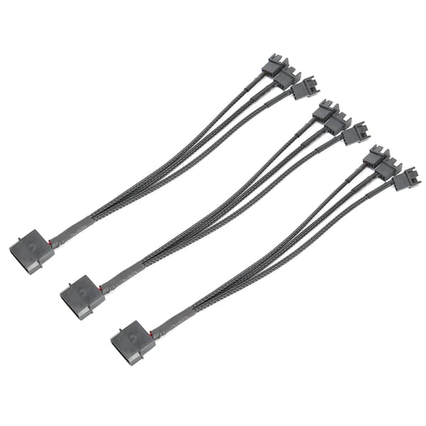 3 stk. 3-Port Køler Køleventilator Splitter Strømadapter Kabel 4p til 4pin Kabelledning
