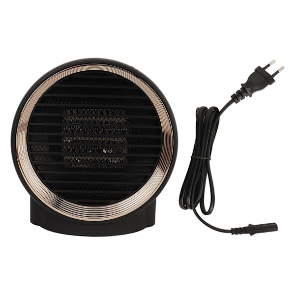 Mini Varmeblæser 1000W Rund Elektrisk Bordvarmer Støjsvag Drift til Hjem Soveværelse Kontor Skrivebord Indendørs Brug Sort 95V‑240V EU Stik