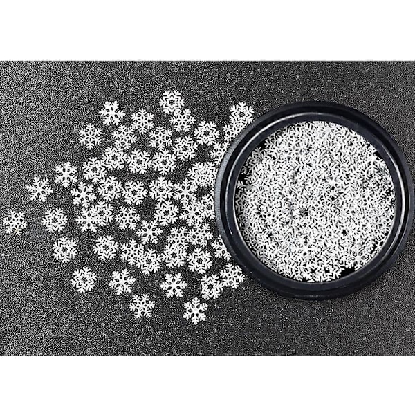 1 ask 3 stilar juldekorationer snöflinga nagelglitter vitt