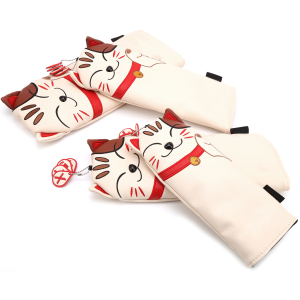 4 stk vanntette PU golfhodedekker Cute Cartoon Cat #1 #3 #5 UT Golf Club Protector