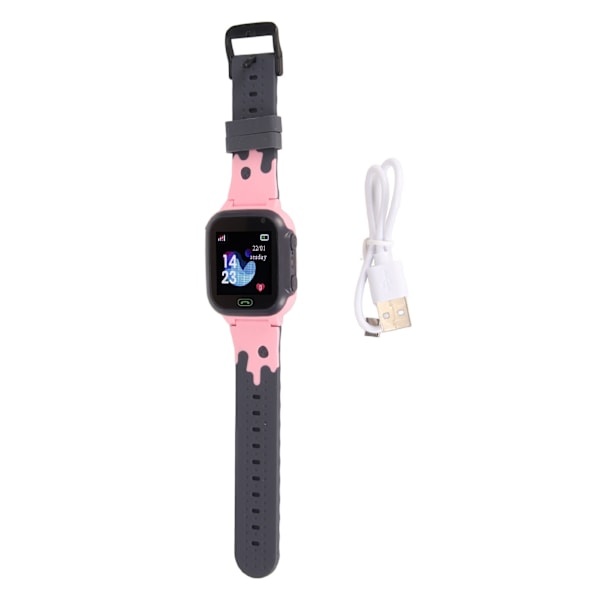 Barnens Smartwatch 1.44 tum Färg Pekskärm Barn Smart Klocka 2G GSM Telefonsamtal LBS Positionering SOS Spel Klassrumsläge Rosa