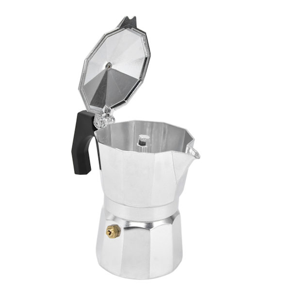 Kaffetillverkare för spishäll, kaffekokare i aluminium, åttakantig form för stark smak, 150 ml