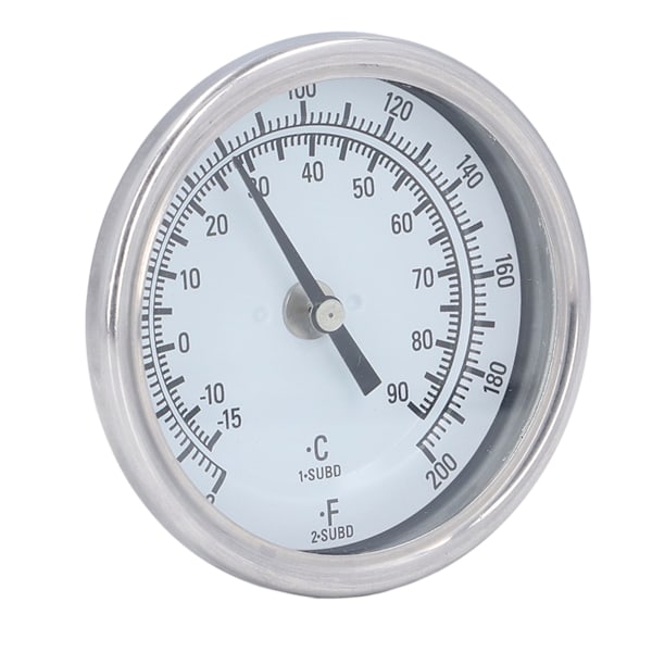 Bimetallisk termometer G1/2 304 rustfrit stål ‑15°C til 90°C 83mm diameter grilltermometer med høj nøjagtighed