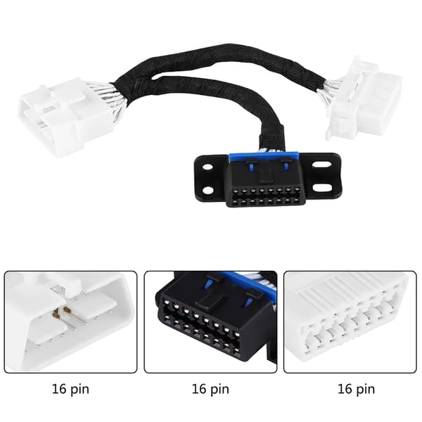 OBD2 16-pin hann til dobbel hun splitter adapter forlengelse Y-kabel