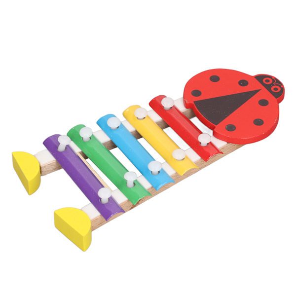 Hånd Percussion Uddannelsesmæssig Massivt Træ Glatte Kanter Tidlig Læring Musikalske Instrumenter Legetøj til Drenge Piger Toddler Ladybug Form