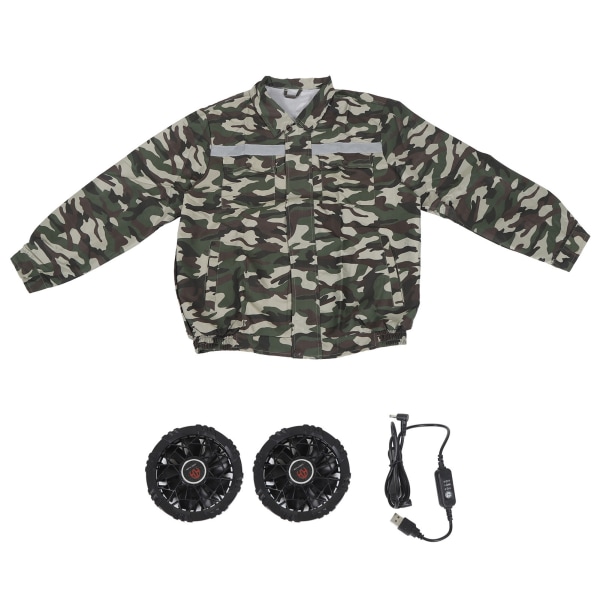 Køleventilatorjakke 3 gear dobbelt blæser aircondition tøj tyndt let åndbar camouflage sommerkølejakke