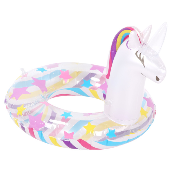 Børn til Unicorn Oppustelig Svømmering Glitter Pool PVC Float Tube Stjernemønster