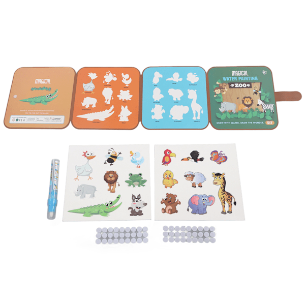 Sammenfoldelig sletbar kladdebok tidlig pedagogisk sammenleggbar gjenbrukbar tegnebok for barn Zoo