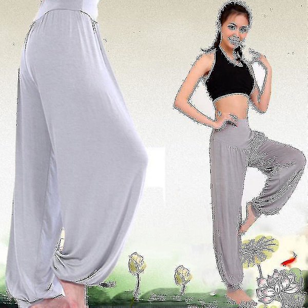 Yoga Harem Bukser for Kvinner L Lys Grå