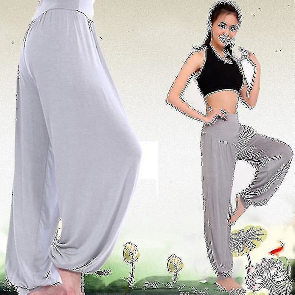 Yoga Harem-byxor för kvinnor L Ljusgrå