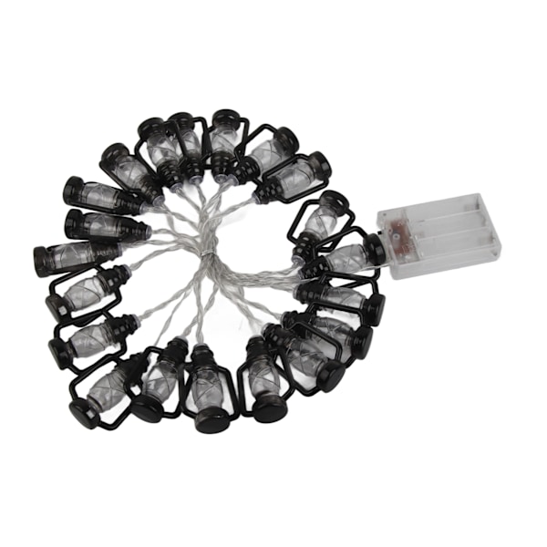 LED Sort Lanterne Lysstreng Retro Vandafvisende Energibesparende Plastik Mini Petroleum Lampe til Camping Varmt Hvid 3m 20 Lys med Blink