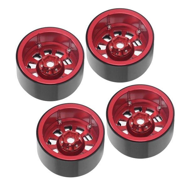 4 st 2,2 tum Hjulfälg Nav Aluminium för Traxxas Defender för Axial SCX10 II 90046 90047 1/10 RC Crawler Röd