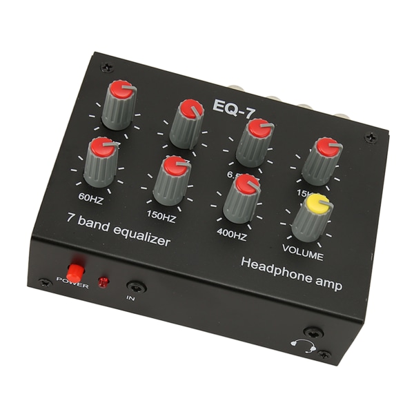 7 Band Equalizer RCA Input Output Volum Justerbar 2 Kanaler Bil Equalizer EQ Bilhodetelefonforsterker for bilbåtmotorsykkel
