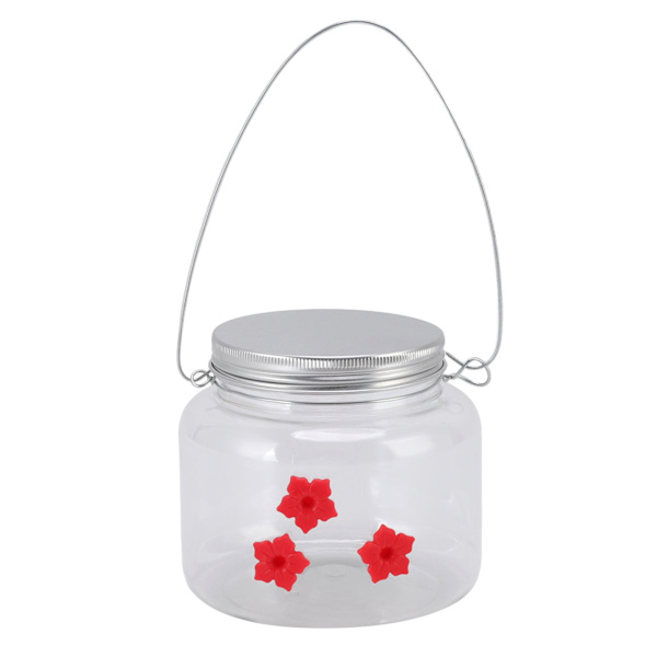 Hängande fågelmatare 475 ml Unik design med röda blommor 3 matningsportar Bred öppning Lätt att fylla Fågelmatare