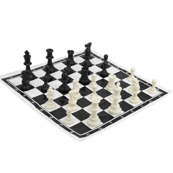 32 stk. Plastic International Chess Game Complete Chessmen Set Black and White Entertainment