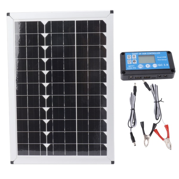 100W solcellepanelsett Monokrystallinsk solcellemodul med vanntett 20A 12V 24V-kontroller for bilcamping