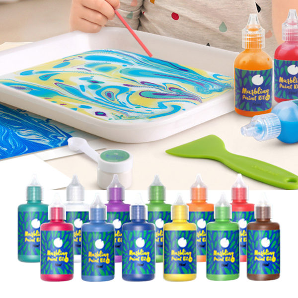 Vattenmarmoreringsfärg Hand Eye Coordination Levande färger Säker Hydro Dipping Kit för utbildning Hantverk DIY 12 färger