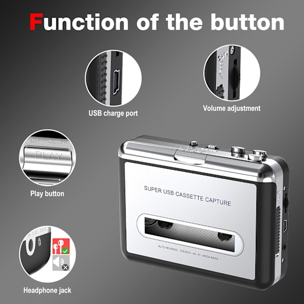 Portable cassette player to MP3 via USB