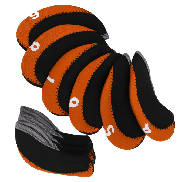 10 st/ set Läder Golfklubba Iron Head Covers Golf Putter Club Head Protect Case Set Orange