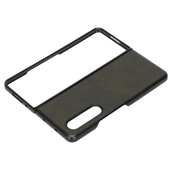 Fodral i läder med mönster för Samsung Galaxy Z Fold 3, stötsäkert, armégrönt