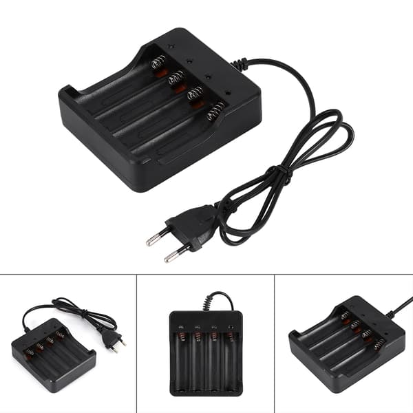 4-spors batterilader for 18650 oppladbart litiumbatteri EU-plugg