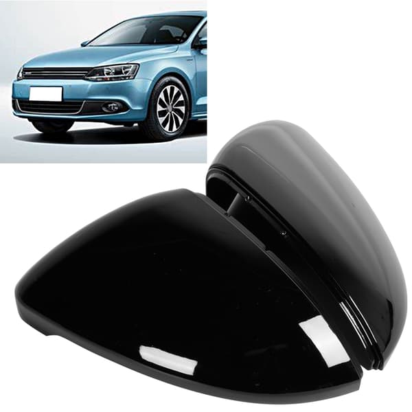 Sidespejlkappe i blank sort, kompatibel med VW Golf MK7 2014 og senere