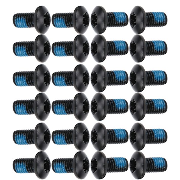 24st ZTTO cykelskivbromsskruvar T25 färgglada bultar M5x10mm/0.4in stål slitstyrka Svart