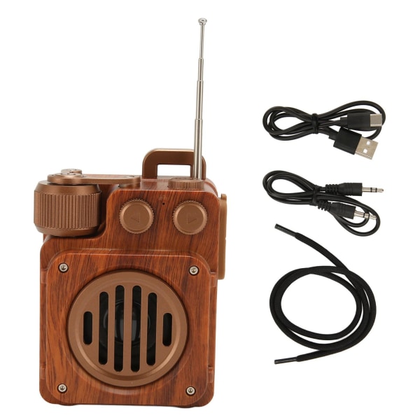Retro Bluetooth högtalarradio Wood Grain HiFi Förlustfritt ljud Stöder U Disk-minneskort Bluetooth högtalare med FM-radio