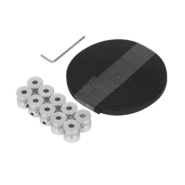 Aluminiumlegering 20-tandade synkrona hjul Gummi 6 mm kamremssats för CNC 3D-skrivare