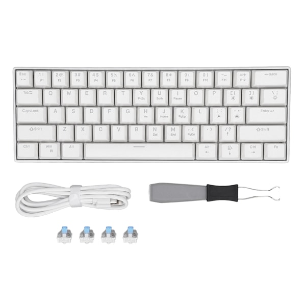 60 % mekanisk spilltastatur Avtakbart Type C-kabel Kablet tastatur 61 blå brytere Taster Tastatur for bærbare Windows-PCer