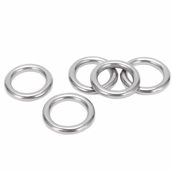 5 stk. Båd Runde Ringe Rustfrit Stål 304 Sømløse Svejsede O Type Hænge Ring til Hængekøje Yoga6 X 25mm