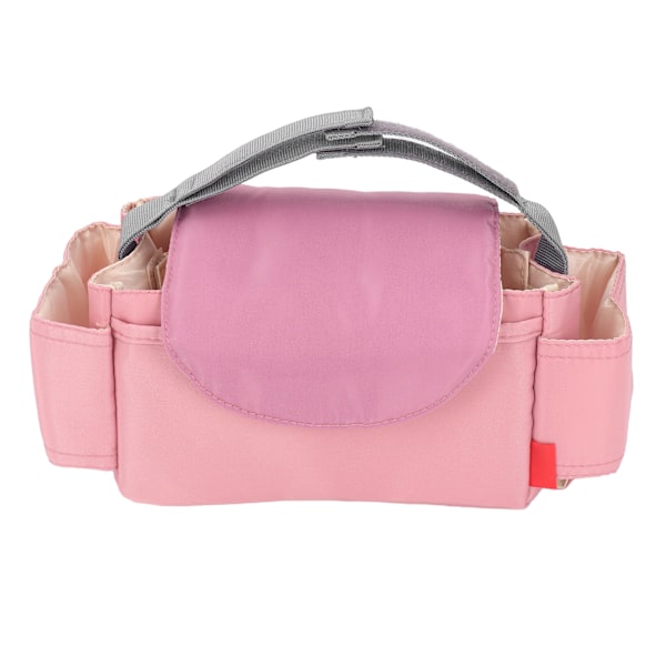 Baby Stroller Bag Waterproof Nylon Multi Pockets Simple Antiwear Baby Diaper Caddy Bag for Crib Wall Table Pink