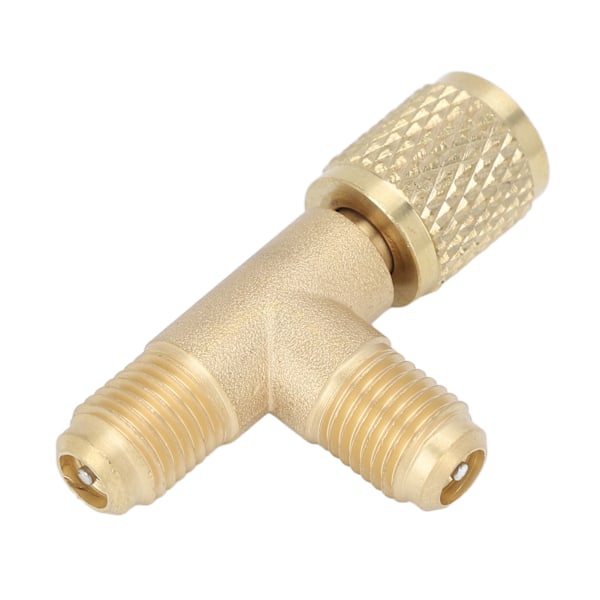 Snabbkoppling Tee Adapter med Ventilkärna Mässing 1/4in SAE Robust Struktur för R22 R12 R134