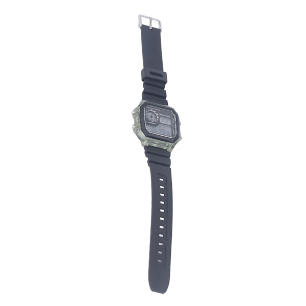 Elektronisk Sportklocka 12 24 Timmar Vattentät Digital Armbandsur med Ljusande Alarm Timerfunktion Transparent Grön
