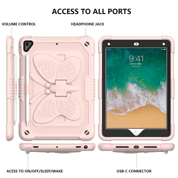 Barnfodral med stativ, iPad Air 2/Pro 9.7/9.7 (2017-2018), rosa pink