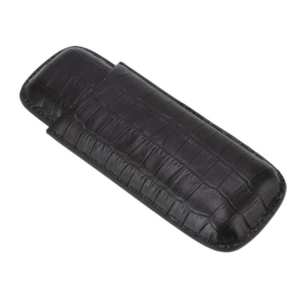 Læder Cigar Etui Bærbar med Cigar Cutter Rejse 2 Finger Cigar Holder Sort til Kæreste Gaver