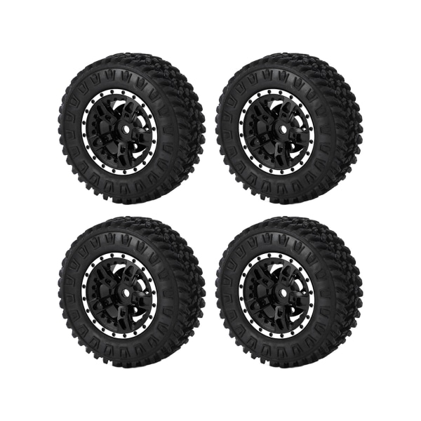 4 stk. 55 mm Forreste Bageste Gummidæk og 5 Egers Metal Fælgsæt til AXIAL SCX24 1/24 RC Bil Sort
